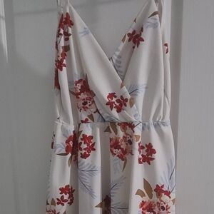 Floral White and Red Women's Dress